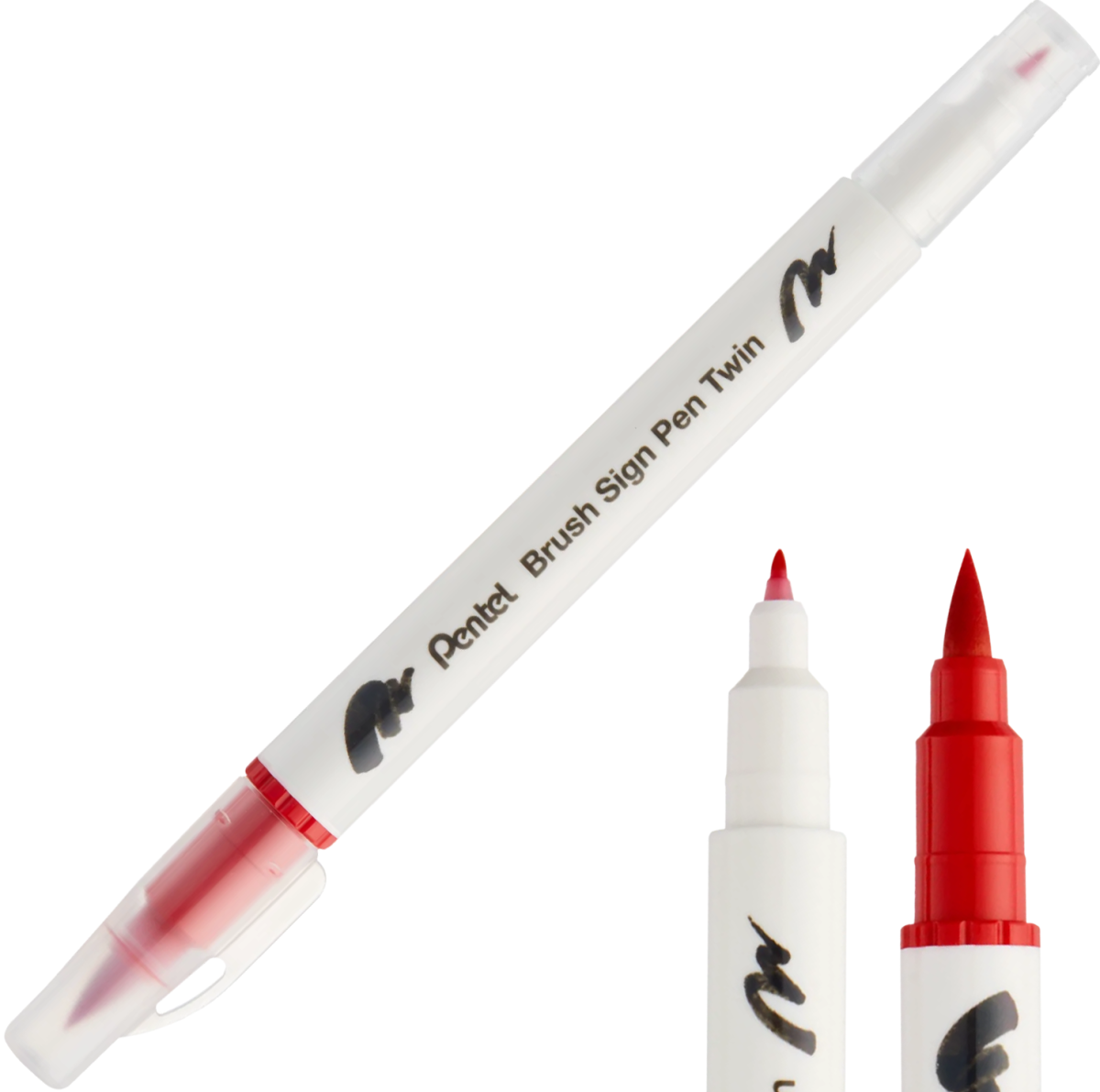 Pisak Brush Pentel Dwustronny Czerwony SESW30C-T102
