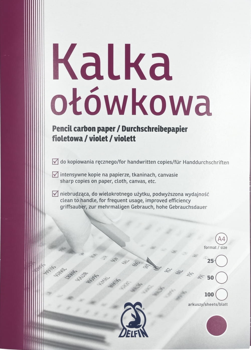 Kalka Ołówkowa A4 Delfin Fioletowa /25szt/