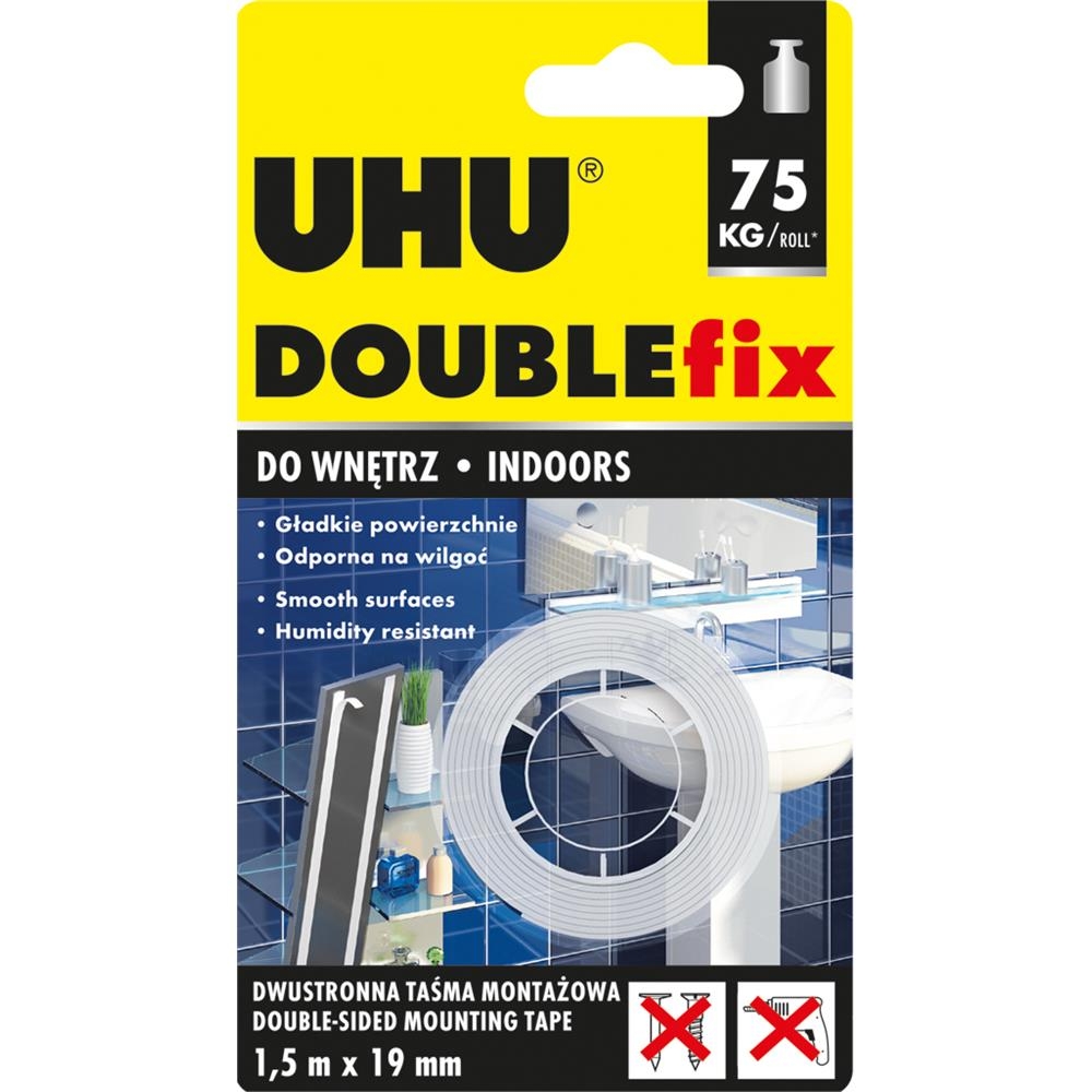 Dwustronna Taśma Montażowa Do Wnętrzextra Mocna Blister UHU 19mmx1,5m 44855UHU