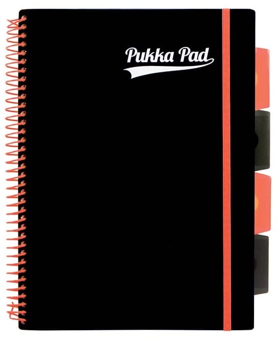Kołonotatnik Pukka Project Book PP Neon Black B5 Kratka Pomarańczowy 3085S-PPN