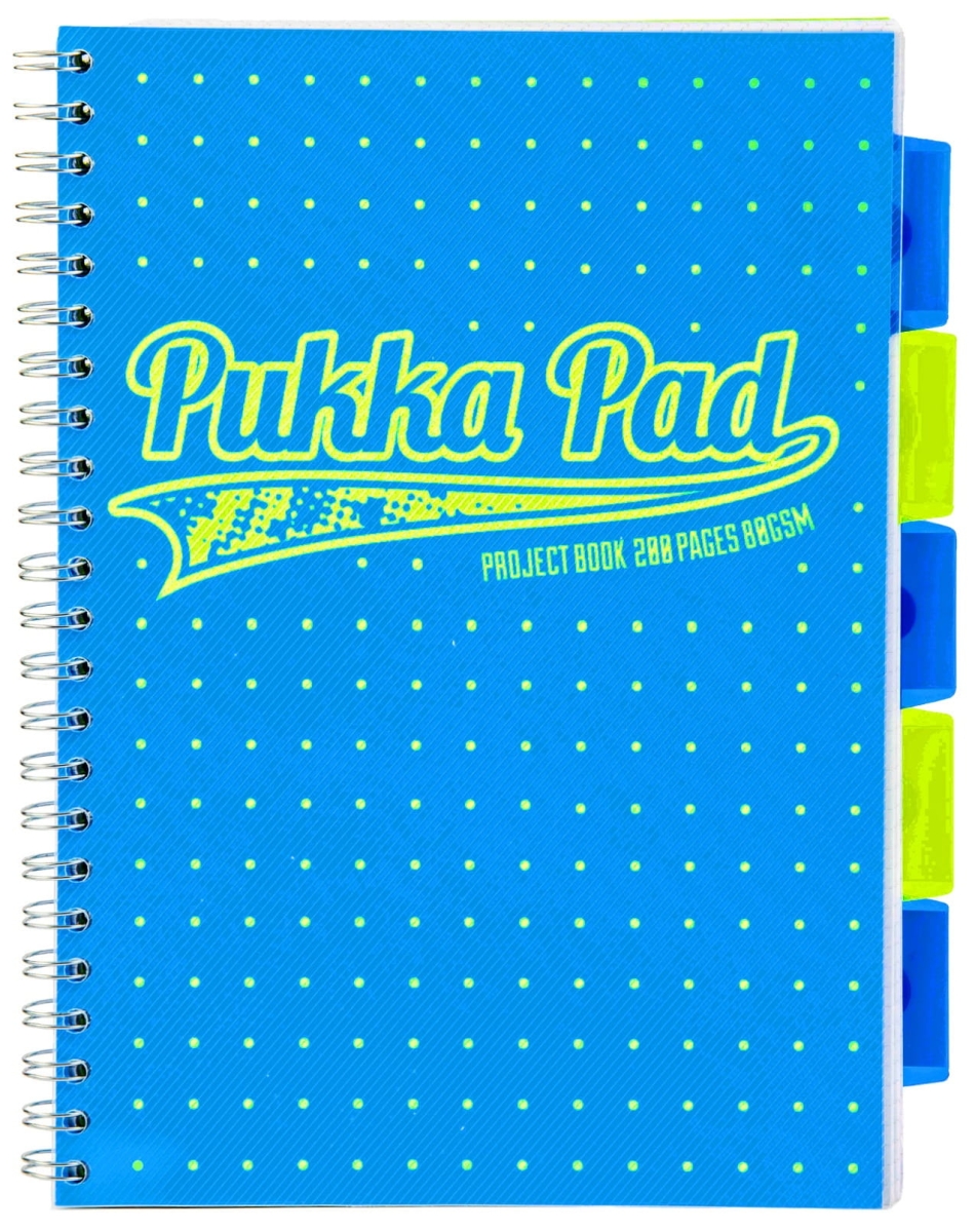 Kołonotatnik Pukka Project Book Neon DOTS A4 Kratka Niebieski 8471-NEO
