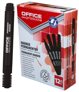 Marker permanentny OFFICE PRODUCTS, okrągły, czarny 12x KOMPLET
