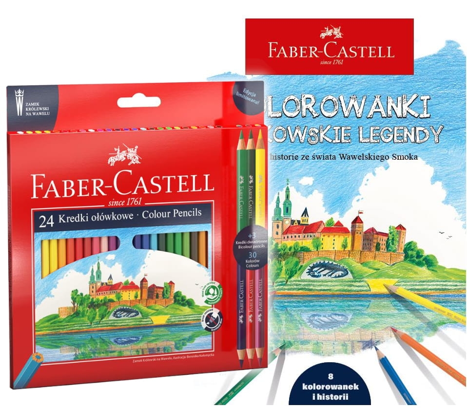 Kredki Ołówkowe Faber-Castell Zamek Edycja Limitowana Wawel 24 Kol.+3 Kredki Dwustronne +Kolorowanka