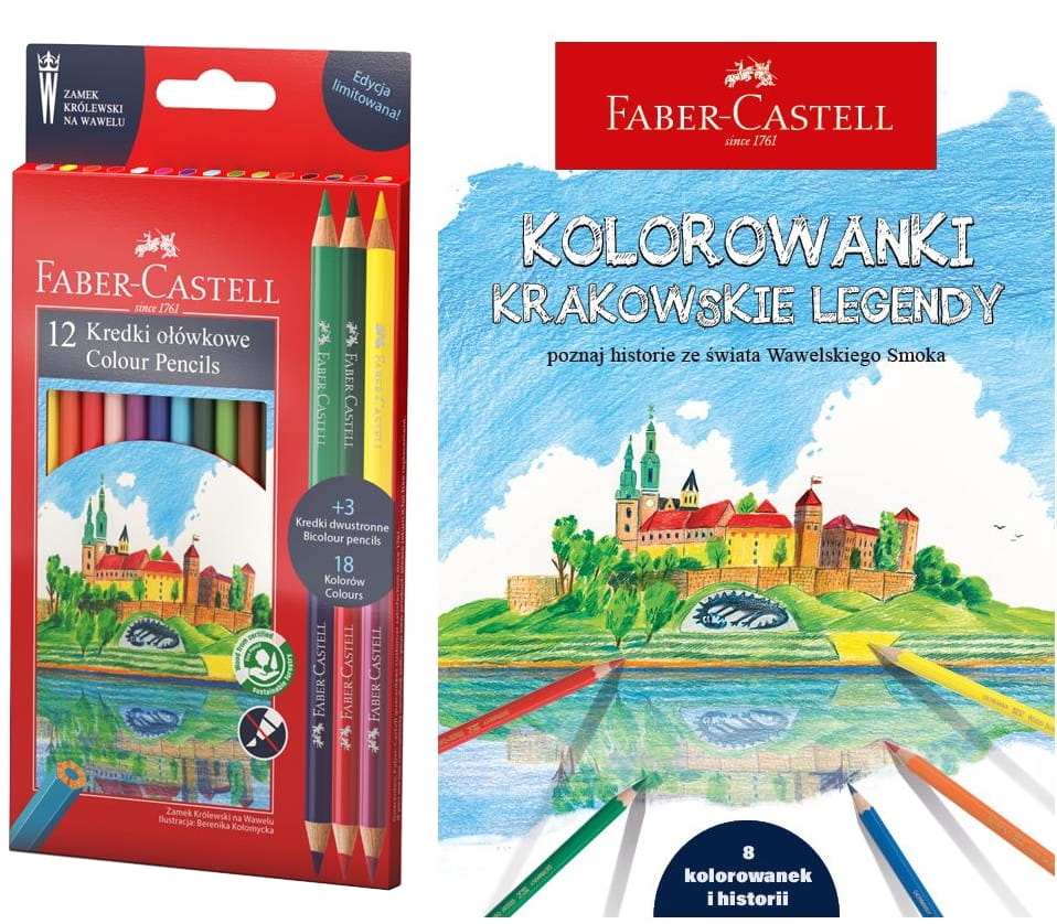 Kredki Ołówkowe Faber-Castell Zamek Edycja Limitowana Wawel 12 Kol.+3 Kredki Dwustronne + Kolorowanka