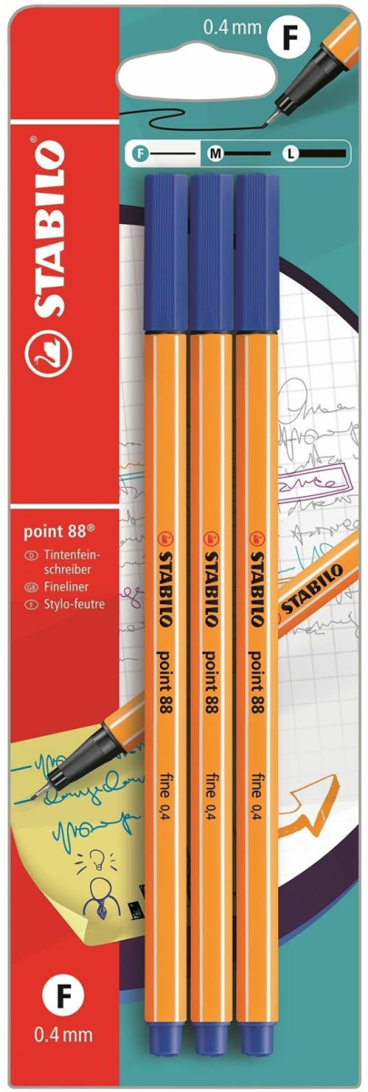 Cienkopis Stabilo Point 88 /3szt/ Niebieskie B-14827-10