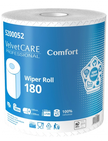 Czyściwo przemysłowe VELVET Professional, 2-warstwowe, 720 listków, 180m, 1szt., białe VLP-5200052