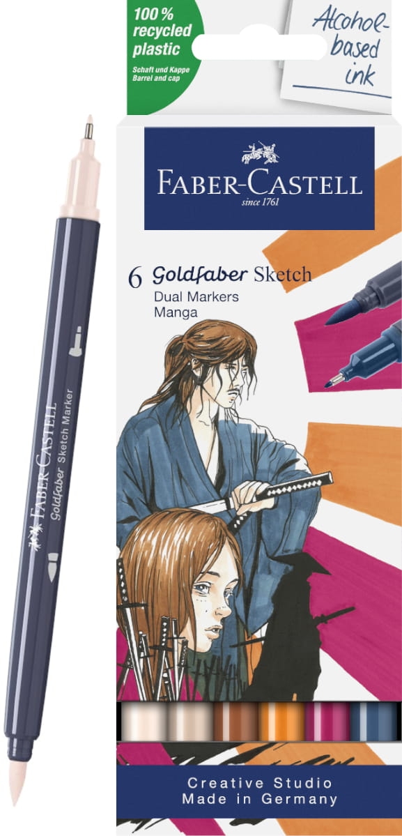 Pisak Goldfaber Sketch Dwustronny Zestaw Manga 6 Kol. Faber-Castell 164809 FC