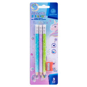 Ołówki grafitowe trójkątne HB jumbo ASTRAKIDS UNICORN + temperówka - 3+1 szt. blister 206023902