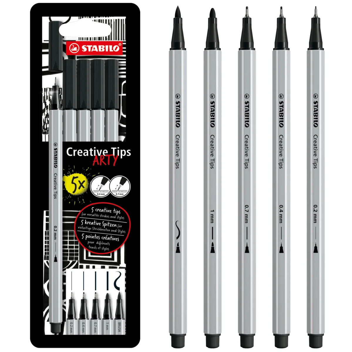 Zestaw Stabilo Creative Tips Cienkopisy+Flamastry Czarne 5el W Kartonie