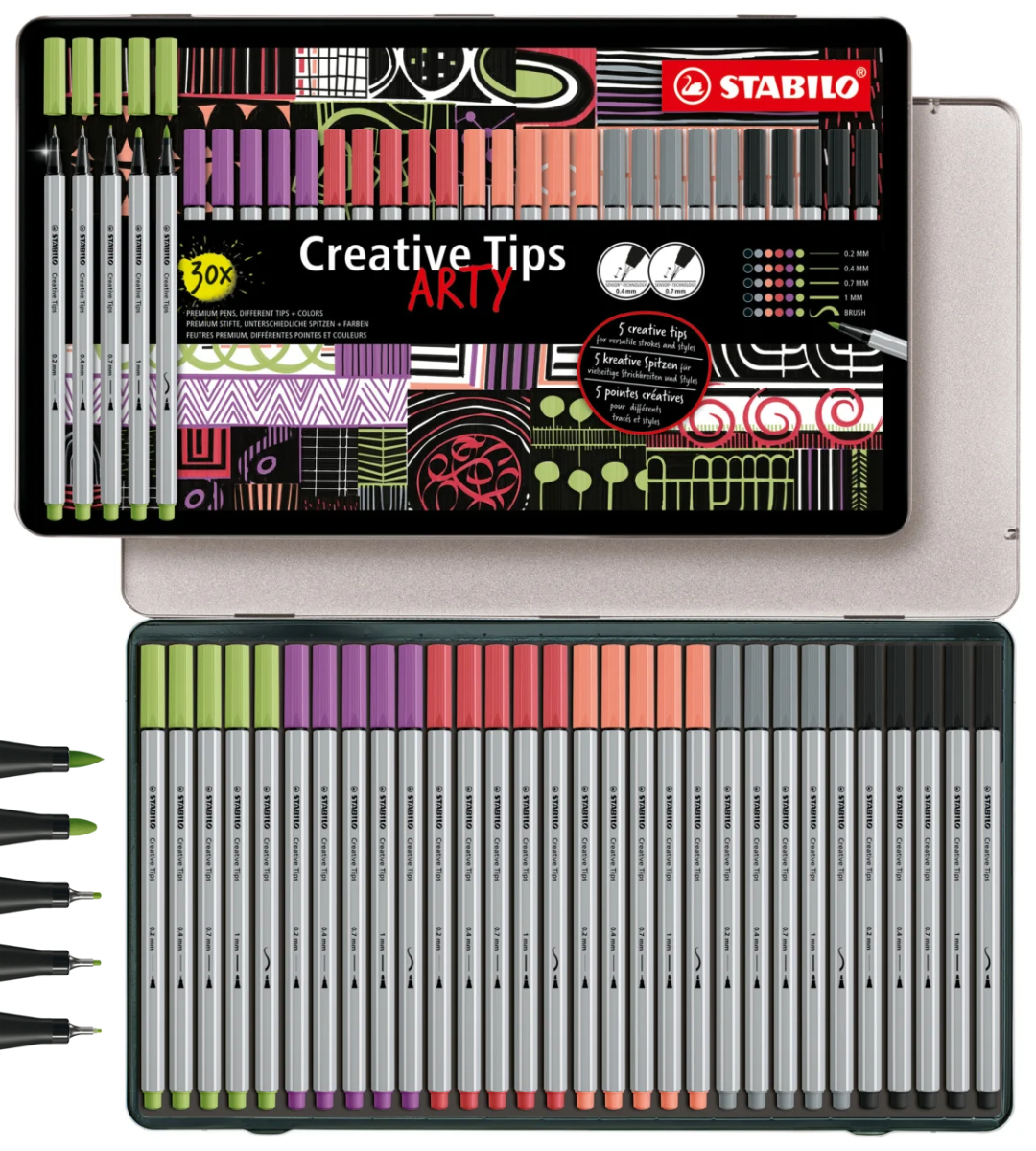 Zestaw Stabilo Creative Tips Cienkopisy+Flamastry Pastel 30el Metalowe Etui