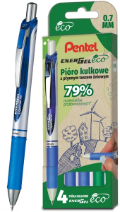 Pióro Kulkowe Pentel Energel Eco BL77 Komplet 4 Sztuki 3xNiebieski 1x Zielony BL77E-ST4DCCC