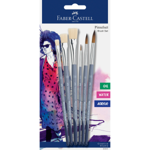 Pędzelki Kreatywne Studio 6 Szt.(3x Okrągły, 3x Płaski) Blister Faber-Castell 282891 FC