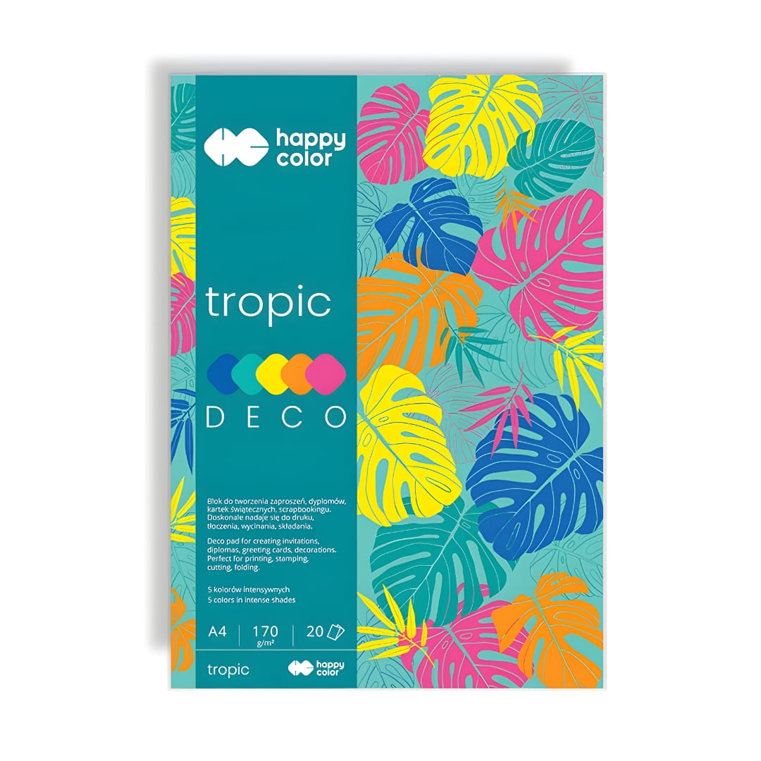 Blok A4 Deco Tropic 20 Arkuszy 5 Kolorów Happy Color 170g/m2