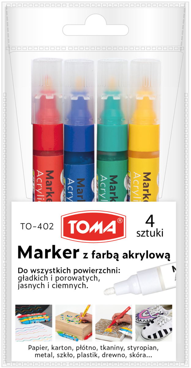 Marker Akrylowy Toma 402 Okrągły Komplet Mix Kolorów 4 sztuki TO-402Z94
