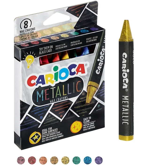 Kredki  Świecowe Carioca Metaliczne 8 Kolorów (43163)
