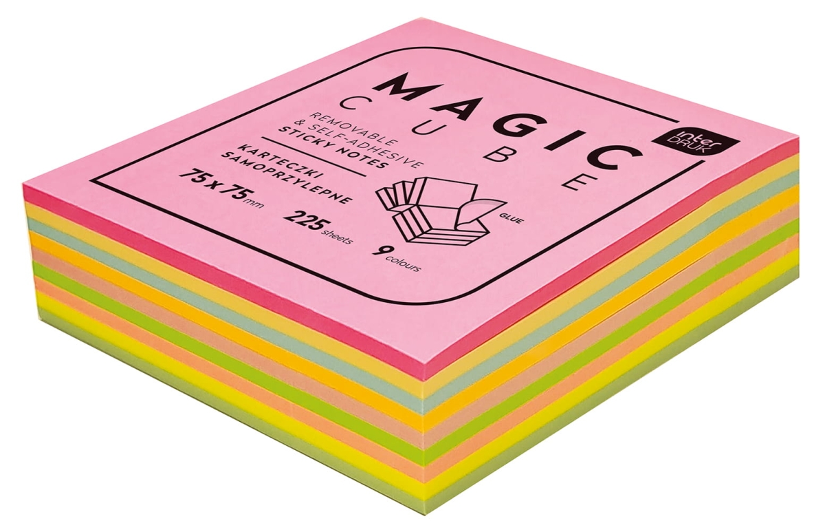 Notes Kolorowy Samoprzylepny Kostka 75x75mm Magic Cube Interdruk