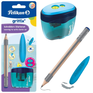 Ołówek Trójkątny Jumbo Griffix Do Nauki Pisania+Gumka+Temperówka Pelikan 823517