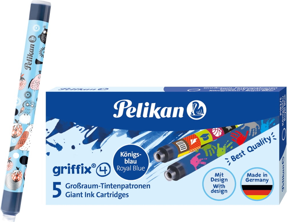 Naboje Do Pióra Griffix 5 Sztuk Niebieskie Długie Z Nadrukiem Pelikan 960583