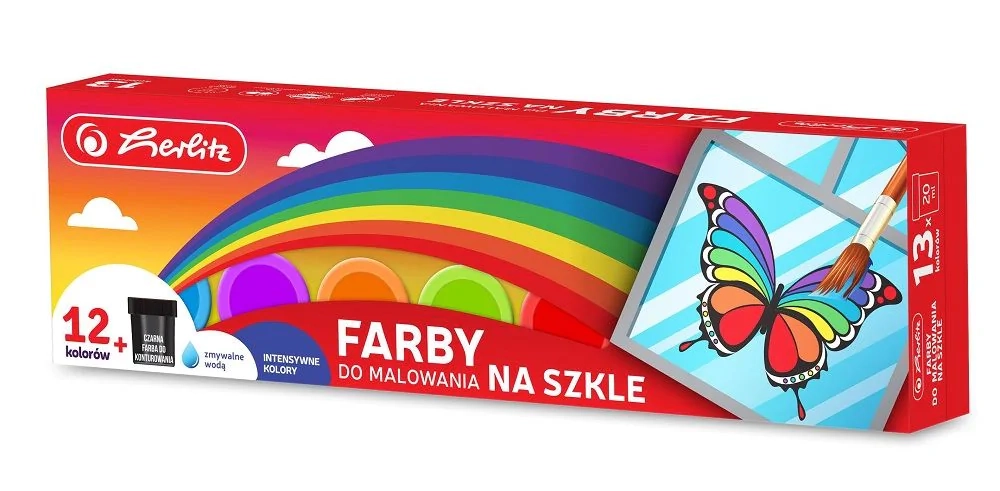 Farby Do Malowania Na Szkle 12 Kolorów x 20ml Herlitz 9575655