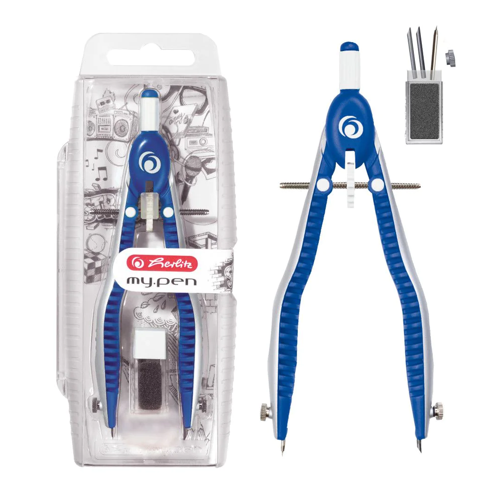 Cyrkiel Szkolny Herlitz My.Pen Szybkoprzestawny Niebiesko-Biały 50046768
