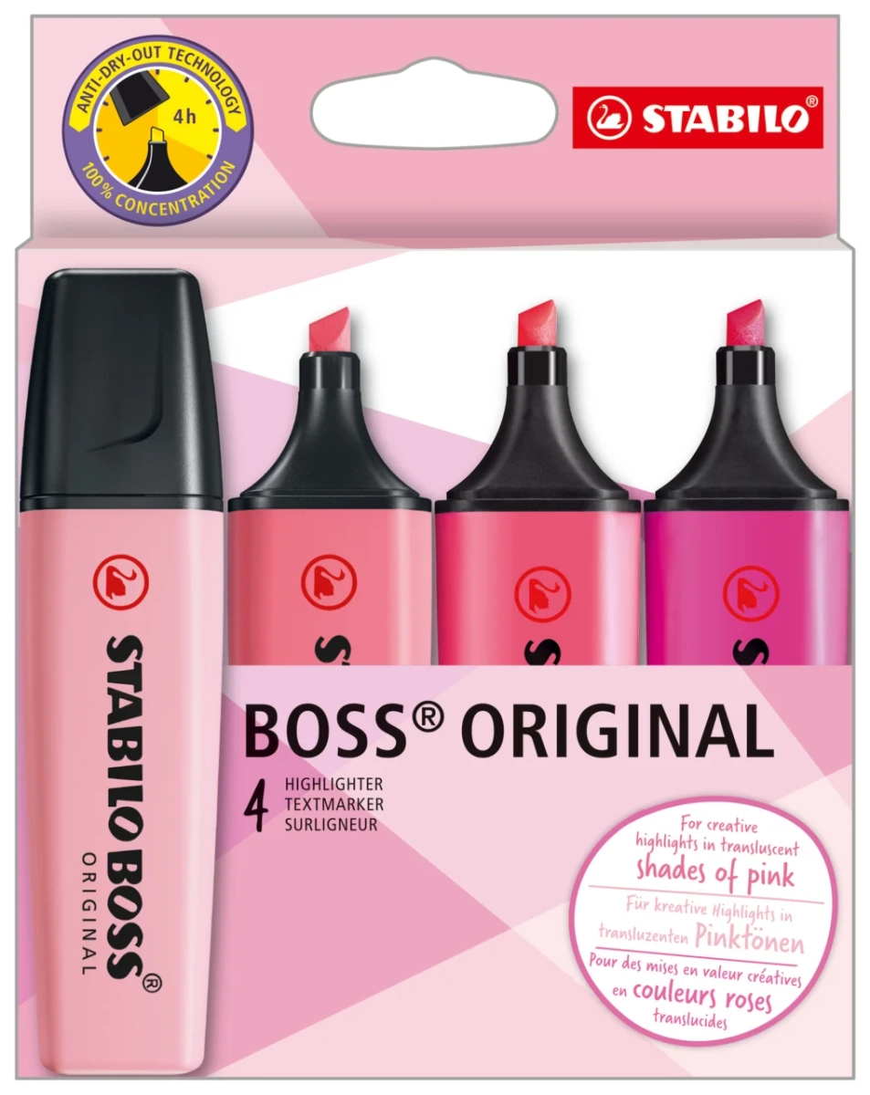 Zakreślacz Stabilo Boss Original 4 Sztuki Różowa Edycja Specjalna D70/4-6-1