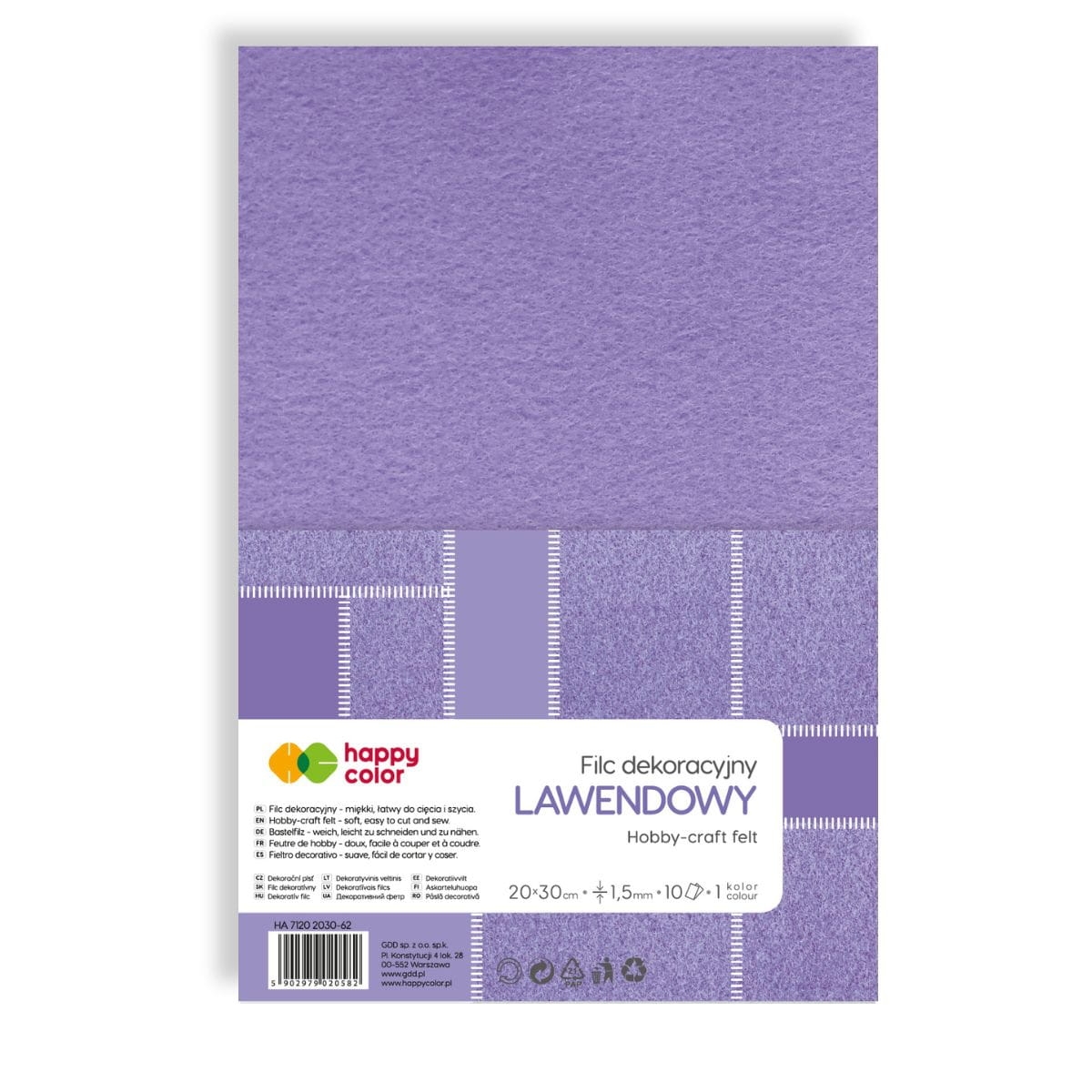 Lawendowy Filc Dekoracyjny 20x30cm 1,5mm 10 Arkuszy Happy Color