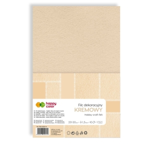 	Kremowy Filc Dekoracyjny 20x30cm 1,5mm 10 Arkuszy Happy Color