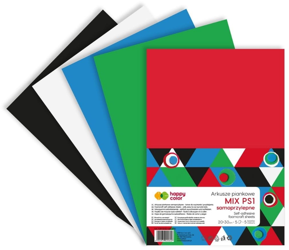 Arkusze Piankowe Samoprzylepne A4 Mix Kolorów P1 5 Arkuszy Happy Color