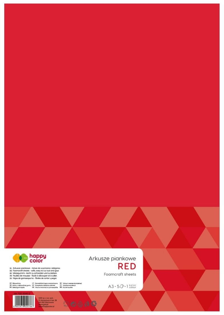 Arkusze Piankowe A3 Czerwony 5 Arkuszy Happy Color