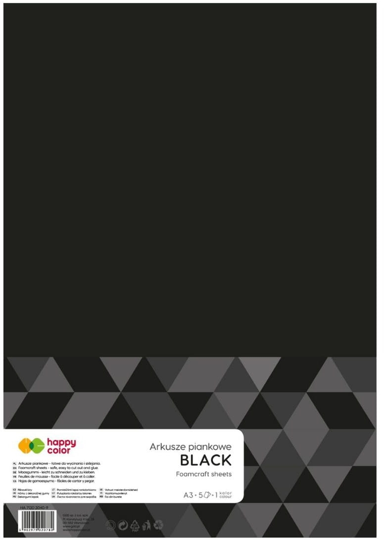 Arkusze Piankowe A3 Czarny 5 Arkuszy Happy Color