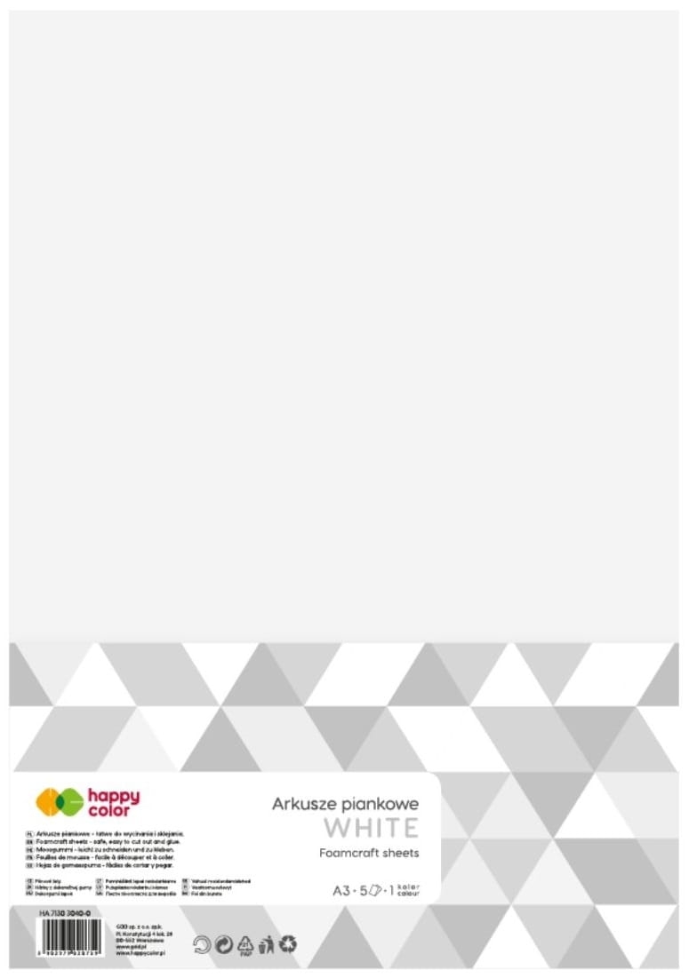 Arkusze Piankowe A3 Biały 5 Arkuszy Happy Color