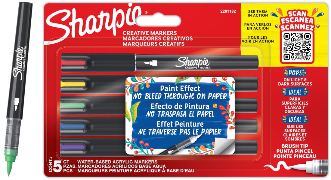 Sharpie Markery Akrylowe z Farbą Zestaw 5 Kolorów Artystyczne Pędzelkowe