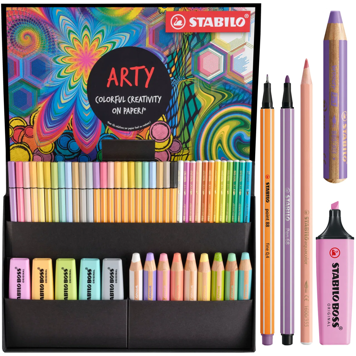 Zestaw Stabilo Arty Etui Kartonowe 50 Elementów Kredki+Pisaki+Zakreślacze