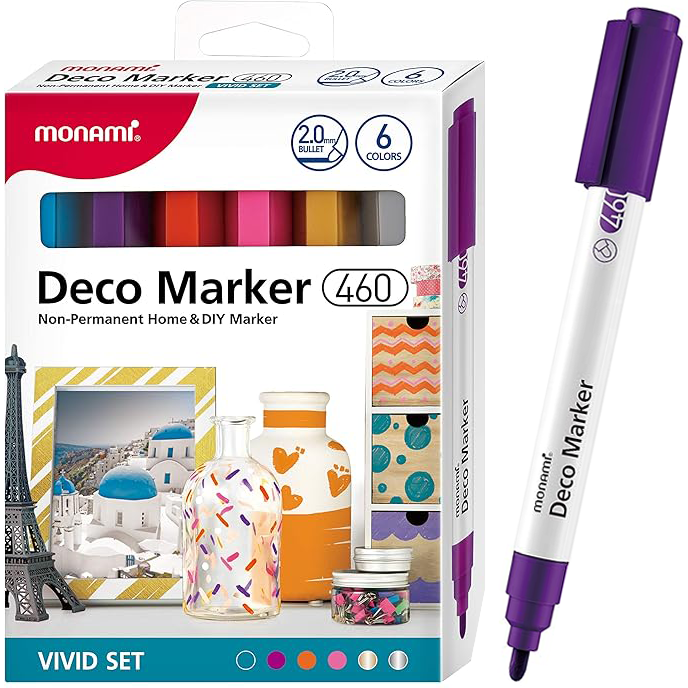 Markery Akrylowe Dekoracyjne Deco Marker B 460 6 Kolorów Vivid Monami