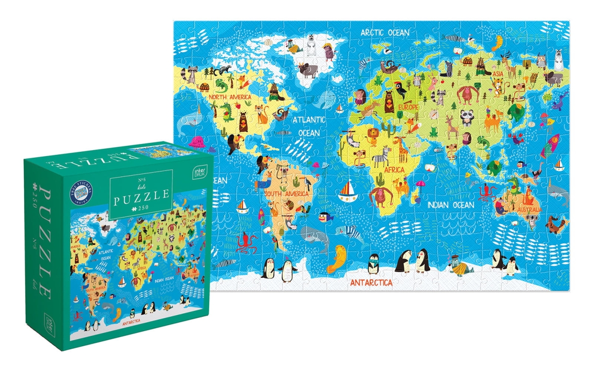 Puzzle Kids 250 Elementów World Map Interdruk