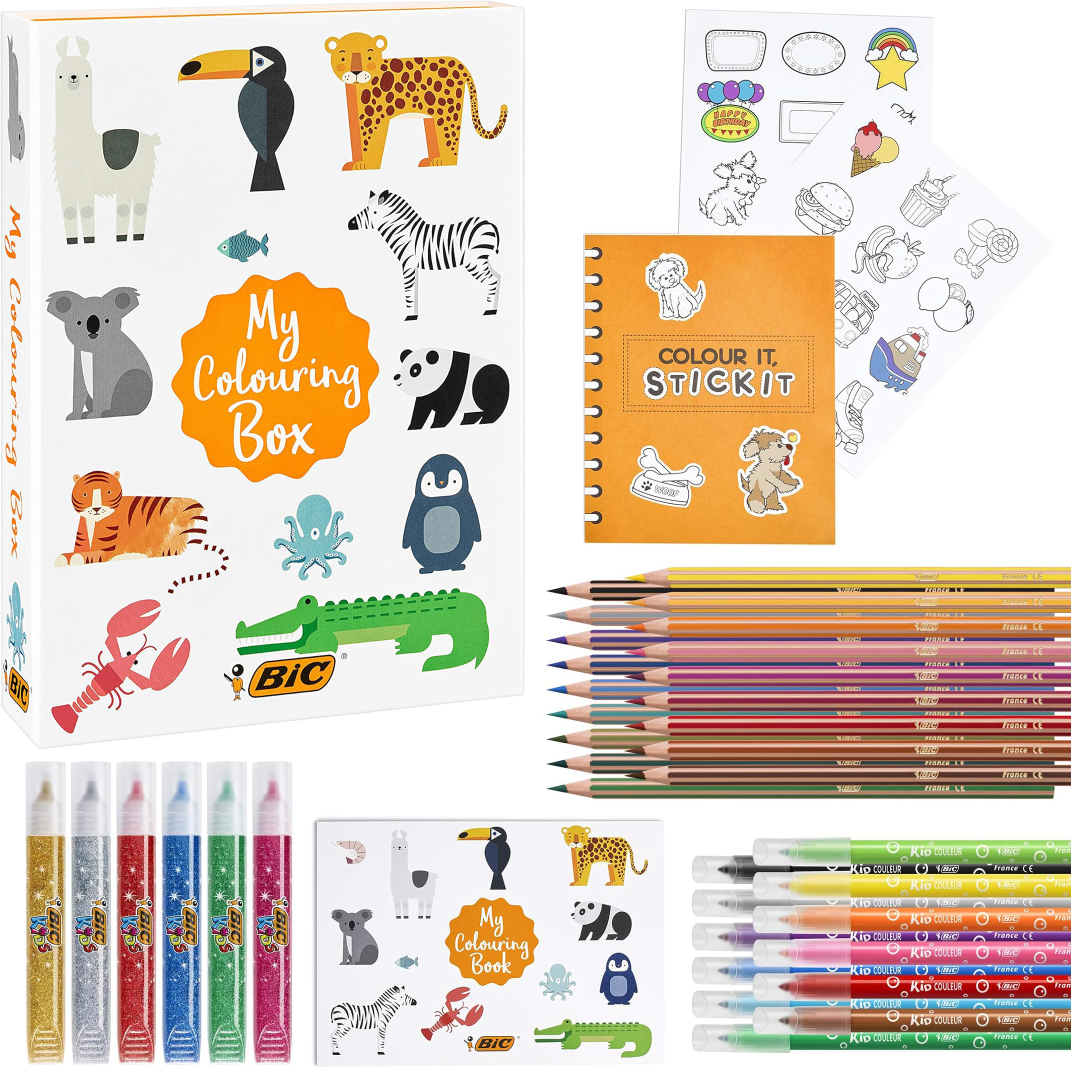 Zestaw BIC My Coloring 36 Elementów Kredki Flamastry Brokat Kolorowanki