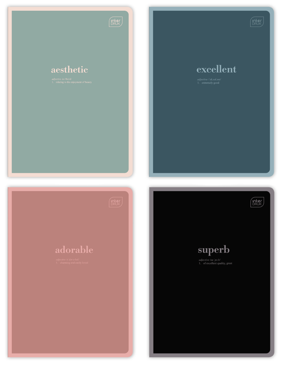 Zeszyt A5/60 Linia Hybrid Words Minimalistyczne Interdruk Komplet 10 Sztuk