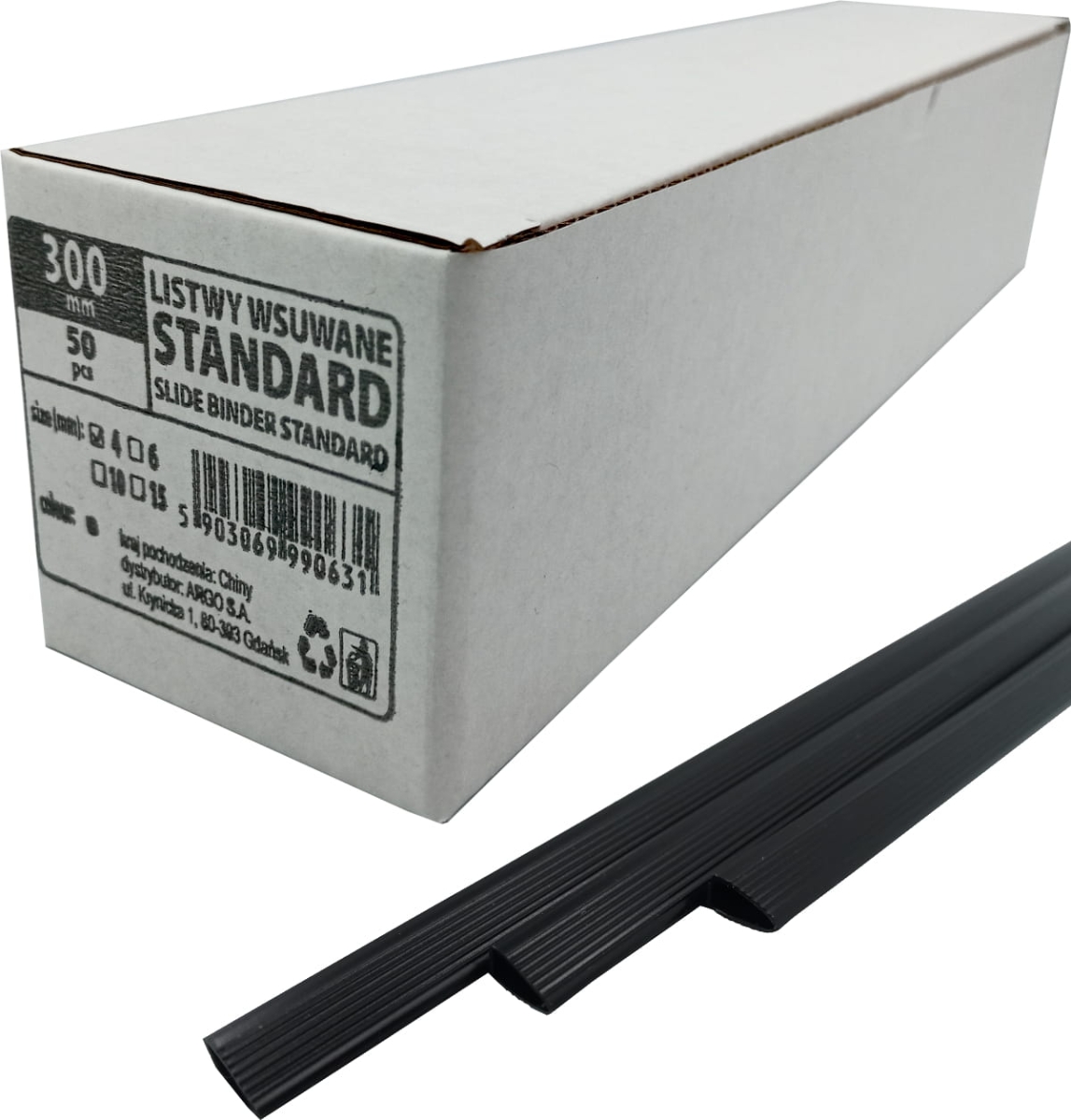 Listwy Wsuwane Do Oprawy max 25 Kartek Standard 4mm 50 Sztuk Czarne Argo