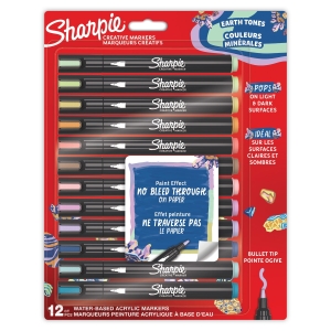 Markery  Zdobnicze Akrylowe Sharpie Kolory Ziemi 12 Sztuk Okrągłe 