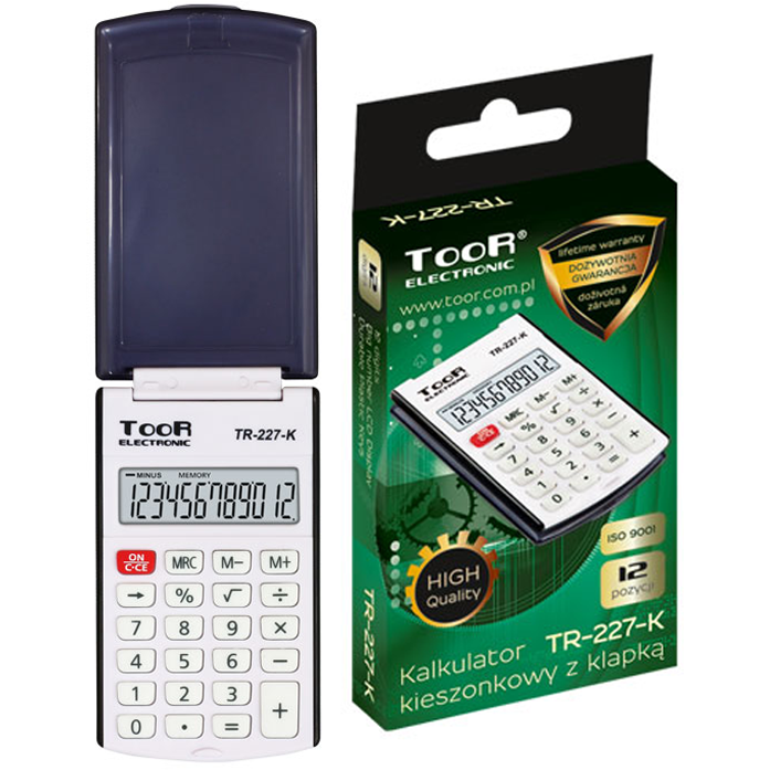 Kalkulator Kieszonkowy Toor TR-227 12-Pozycyjny Z Klapką