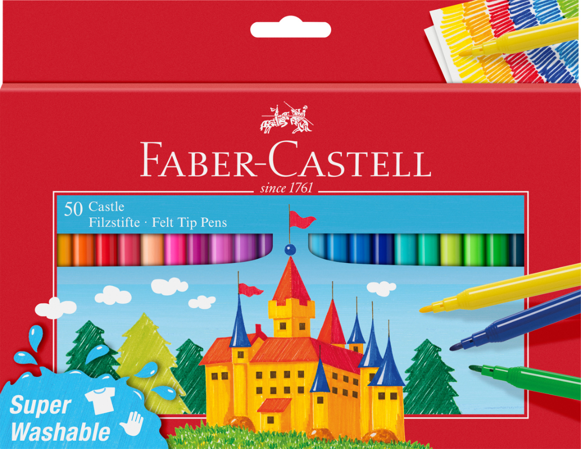 Flamastry Dla Dzieci Zamek 50 Kolorów W Kartoniku Faber-Castell 554204