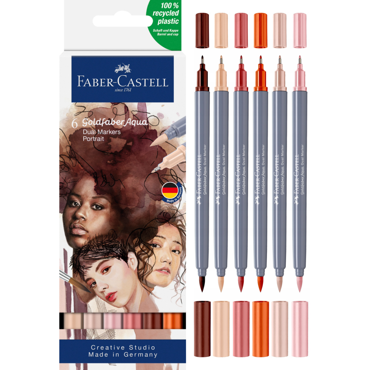 Pisaki Akwarelowe Goldfaber Dwustronne Cieliste Portrait 6szt Faber-Castell