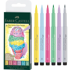 Piaski Artystyczne Pitt Artist Pen Brush Pastelowe 6 Kolorów Faber-Castell