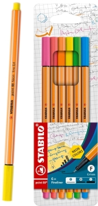 Cienkopisy Stabilo Point Neonowe 6 Sztuk Etui Kartonik 88/6-1