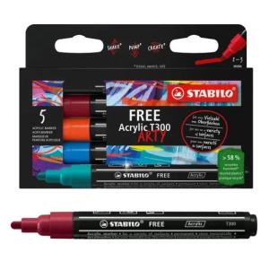 Markery STABILO Free Acrylic T300 Urban Set 5 Sztuk Etui Kartonowe