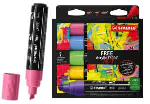 Markery Stabilo Free Acrylic T800c Seaside Set 5 Sztuk Etui Kartonowe