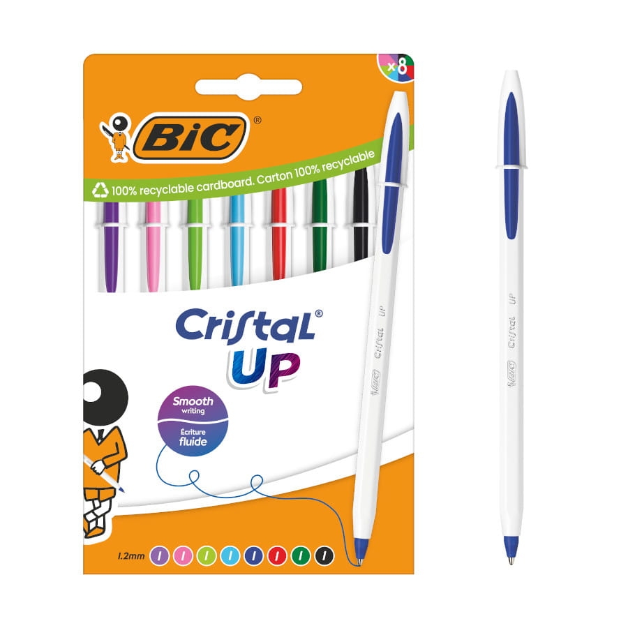 Długopisy BIC Cristal Up Mix AST+FUN Zestaw 8 Różnych Kolorów Pudełko