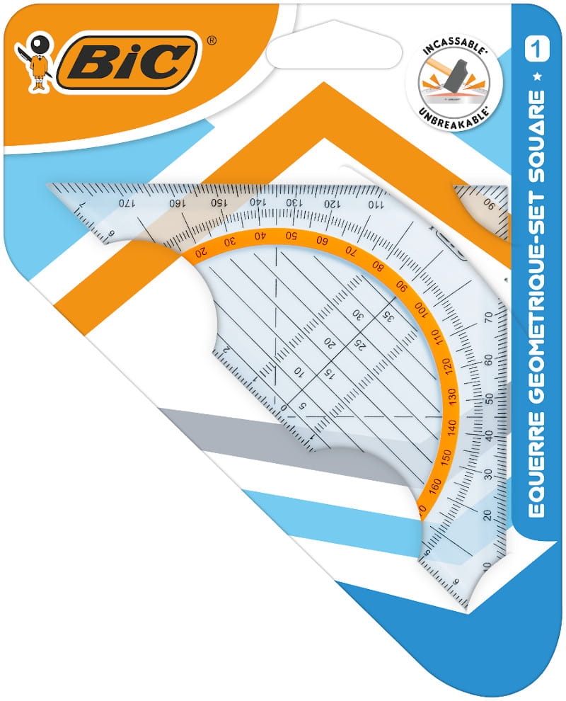 Ekierka BIC Set Square Blister 1 Sztuka 45° 14 cm Plastikowa Przeźroczysta