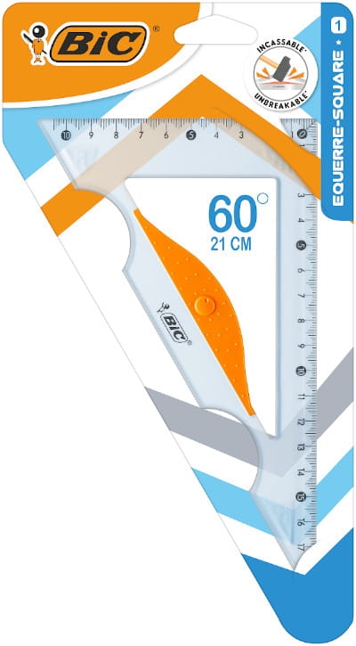 Ekierka BIC Square Blister 1 Sztuka 60° 21 cm Plastikowa Przeźroczysta