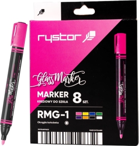 Marker Kredowy Rystor Świącący pod UV RMG-1 Etui EKO 8 sztuk Do Szkła